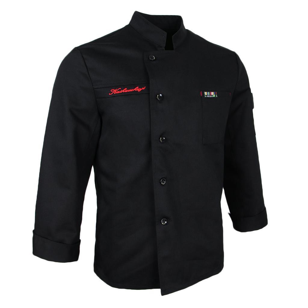 2x Long Sleeve Chef Uniform Chef Jacket with Unisex Chest Pocket