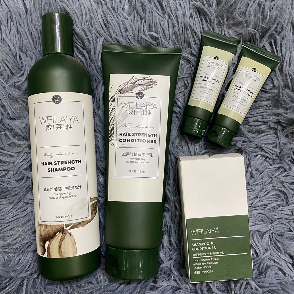 Bộ gội xả Weilaiya tem trắng tinh chất gừng giúp ngăn ngừa rụng và kích mọc tóc 650ml