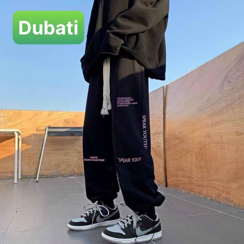 QUẦN JOGGER NAM NỮ UNISEX CHẤT NỈ DÀY DA CÁ ỐNG SUÔNG RỘNG THÊU CHỮ YOUTH RÚT DÂY TREND HÀN QUỐC CAO CẤP - DUBATI FASHI