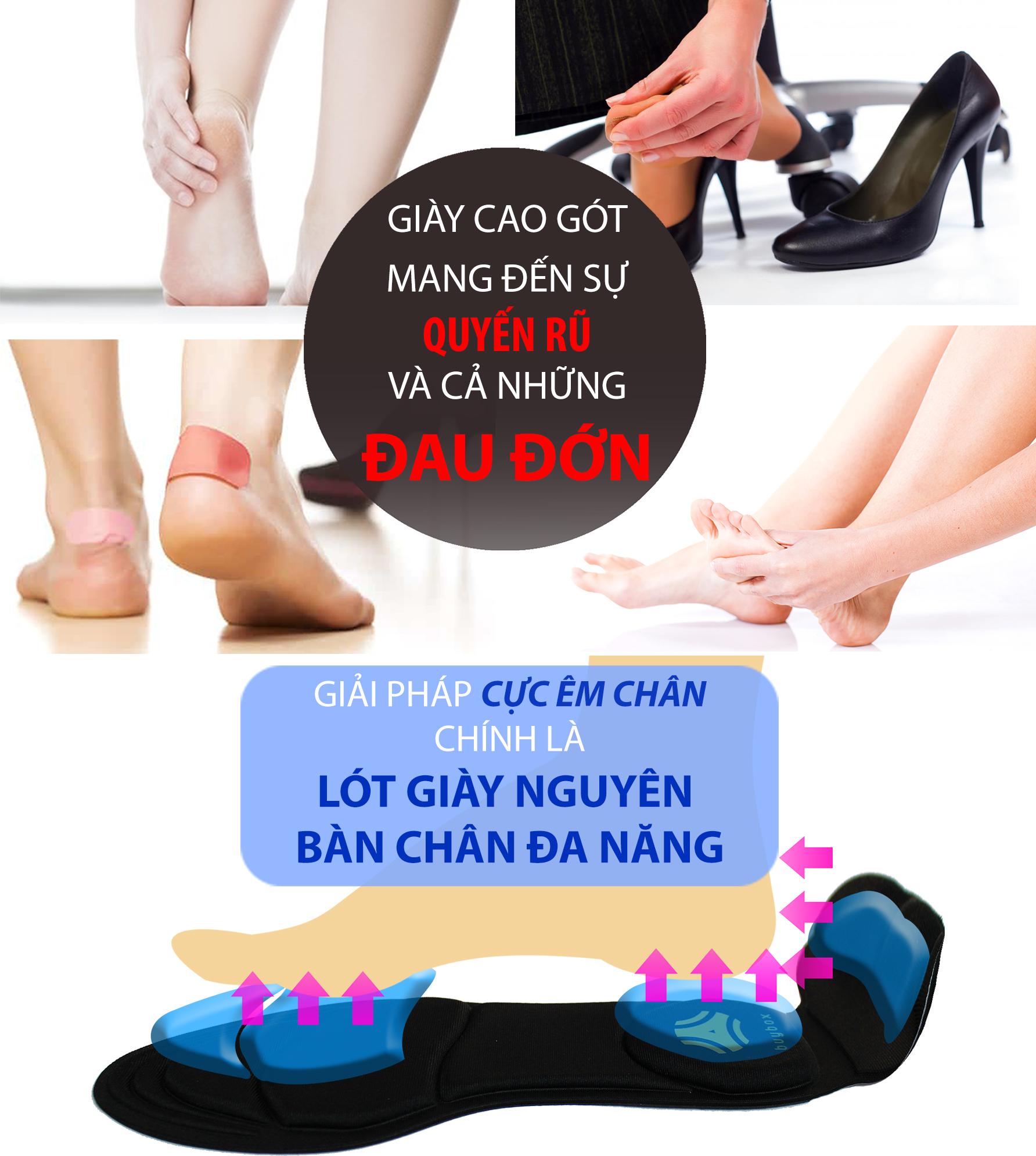 2 cặp miếng lót giày cao gót mũi tròn cho giày bị rộng, giúp giảm size cao cấp - buybox - BBPK11