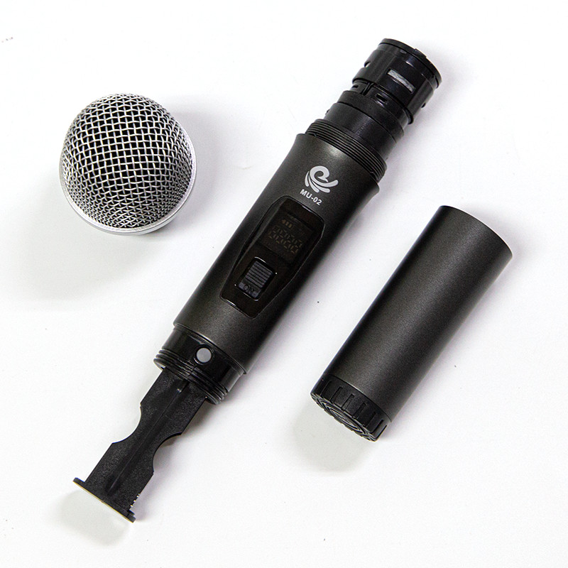 Bộ 2 Micro Không Dây Karaoke Cực Hay MU02 Màu Xám, Kết Nối Với Loa Kéo, Amply Bằng Cổng MIC 6. Chính Hãng