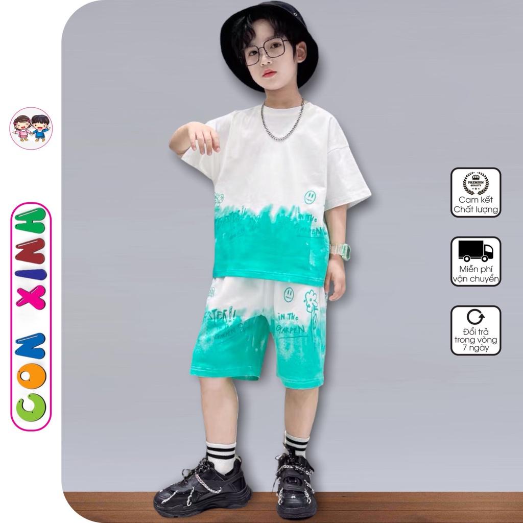 Đồ bộ bé trai Con Xinh cotton in loang IN GARDEN, thời trang mùa hè dành cho bé trai từ 14 đến 45kg