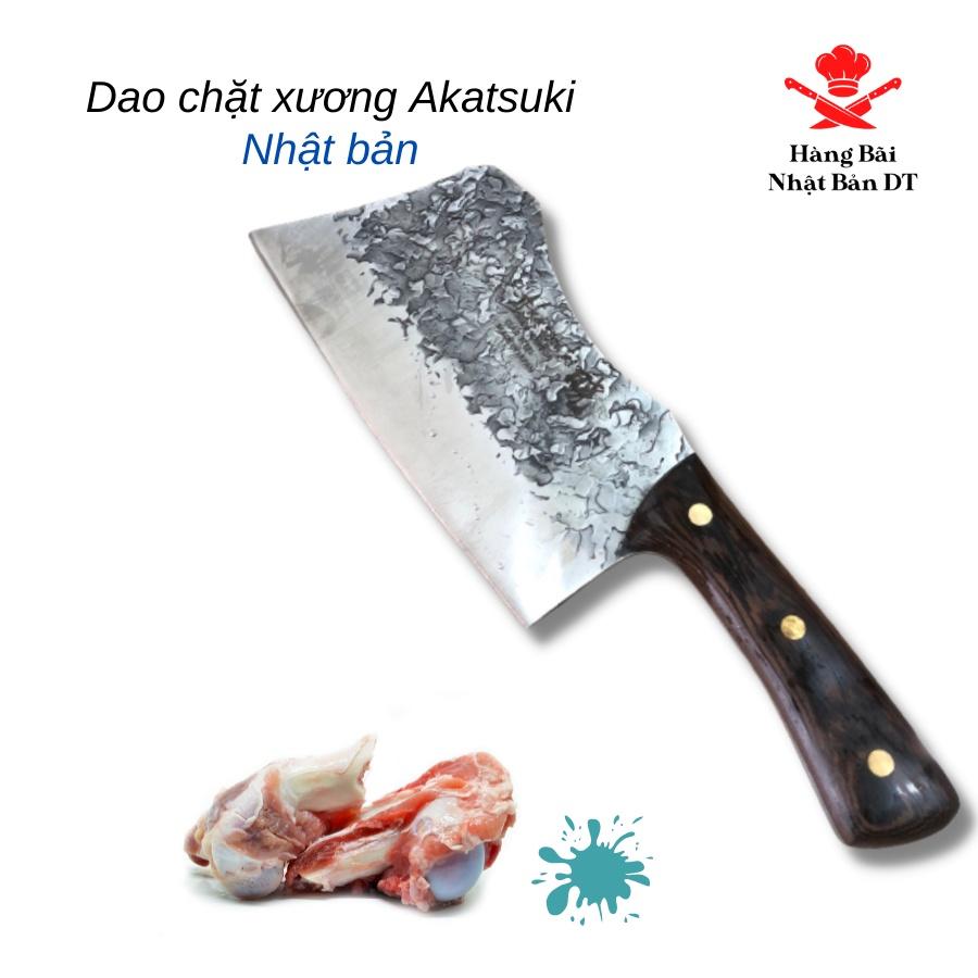 Dao Chặt Xương Akatsuki Nhật Bản Họa Tiết Vân Nổi Thiết Kế Cán Gỗ, Chất Liệu Thép Cao Cấp Không Gỉ Dày 4mm Nặng 500g