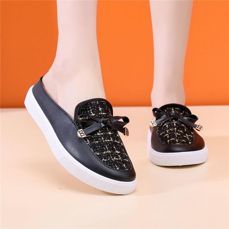 Giày Lười Vải Canvas Hở Ngón Thời Trang Mới Cho Nữ