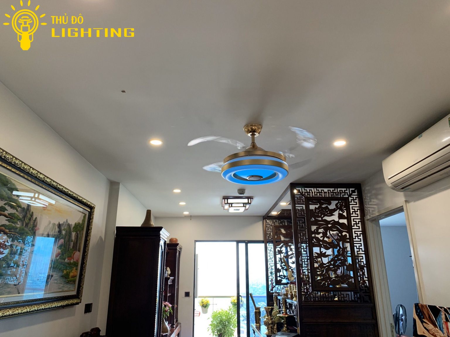 Quạt Trần Đèn Loa Nhạc 4 Cánh 9118 Led 3 Chế Độ Điều Khiển Từ Xa Thông Minh Tích Hợp Loa BlueTooth qua điện thoại