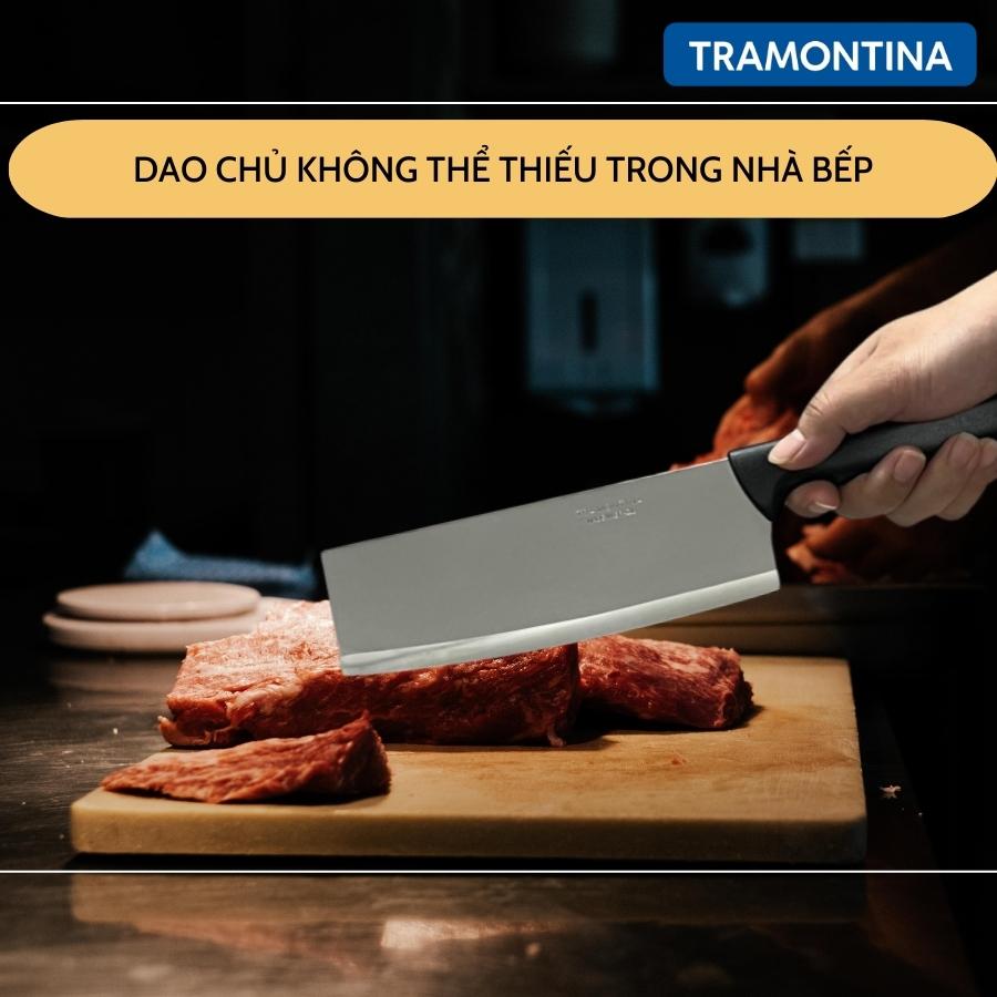 Dao Bếp Tramontina Plenus Bản Rộng Kiểu Á Lưỡi Dài 18cm Thép Không Gỉ Siêu Sắc Bén Sản Xuất Tại Brazil