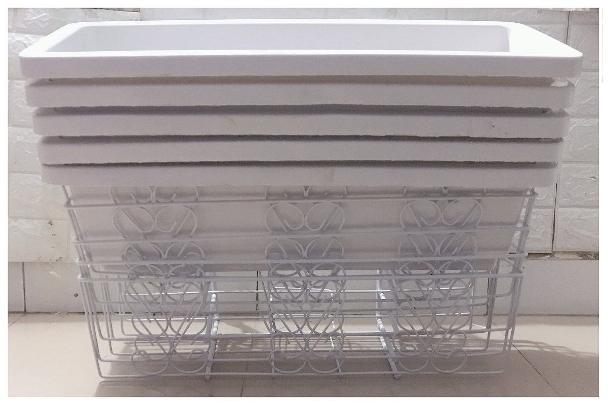 5 Chậu/ Khay/ Máng Nhựa Trồng Rau, Trồng Hoa, Cây Cảnh Kích Thước 60X20X16Cm - Màu Trắng