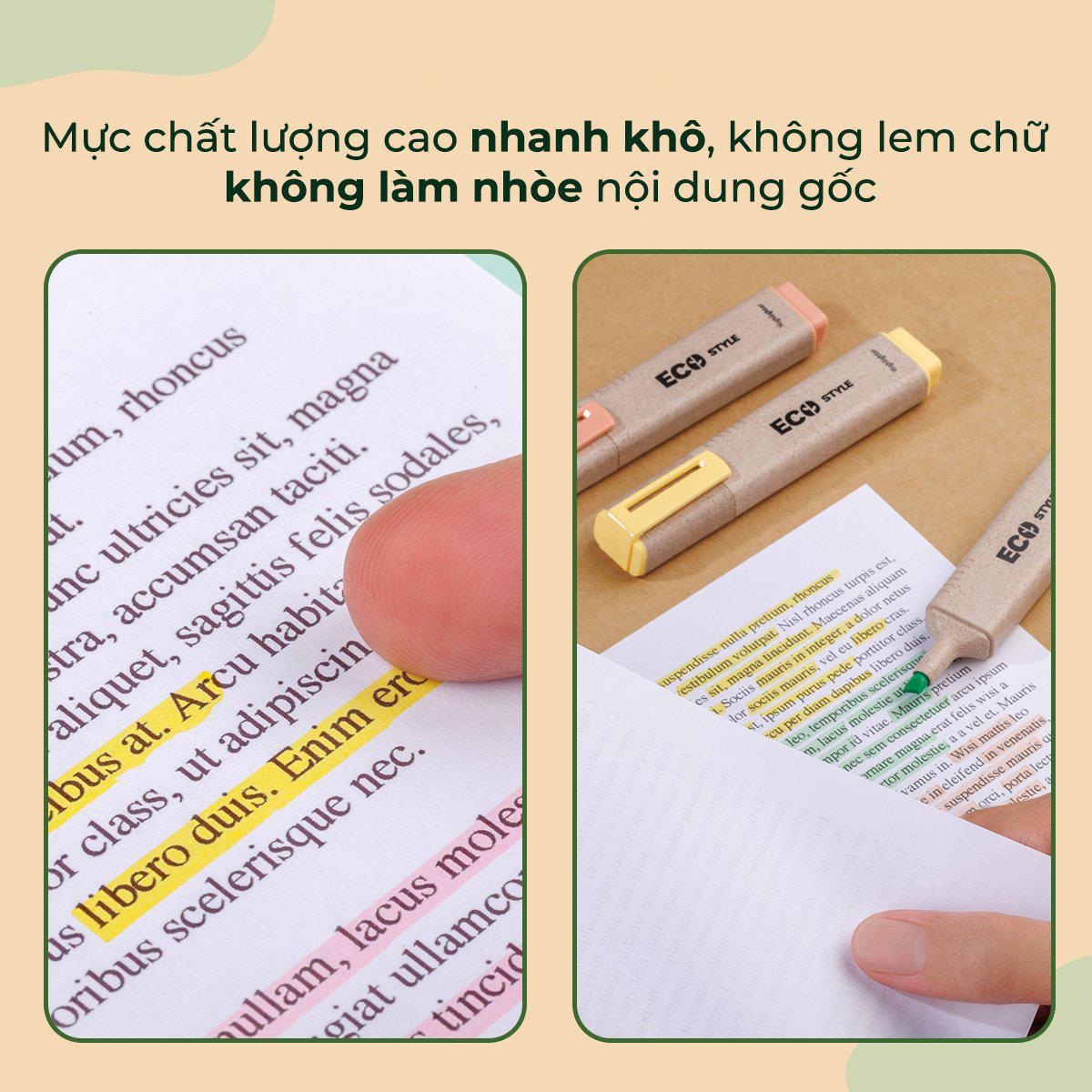 Bút Dạ Quang Màu Pastel - Eco Style Highlighter - Thiên Long HL-015/ECO - Vàng Pastel