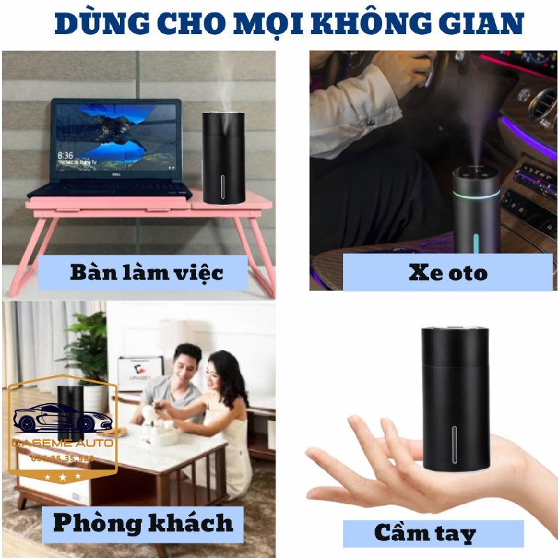 [Tặng Tinh Dầu] Máy Xông Khuếch Tán Tinh Dầu Chế Độ Phun Sương Khử Mùi Ô Tô, Bàn Làm Việc, Có Đèn Led - Hàng Nhập Khẩu