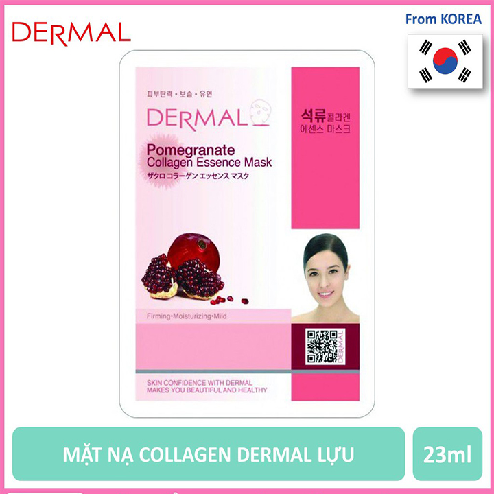 Mặt Nạ Dermal Tinh Chất Lựu Làm Săn Chắc Da Pomegranate Collagen Essence Mask 23g - 10 Miếng