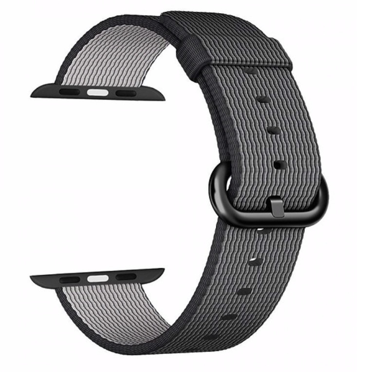 Dây đeo cho đồng hồ Apple Watch Woven nylon 44mm/42mm màu đen kẻ trắng