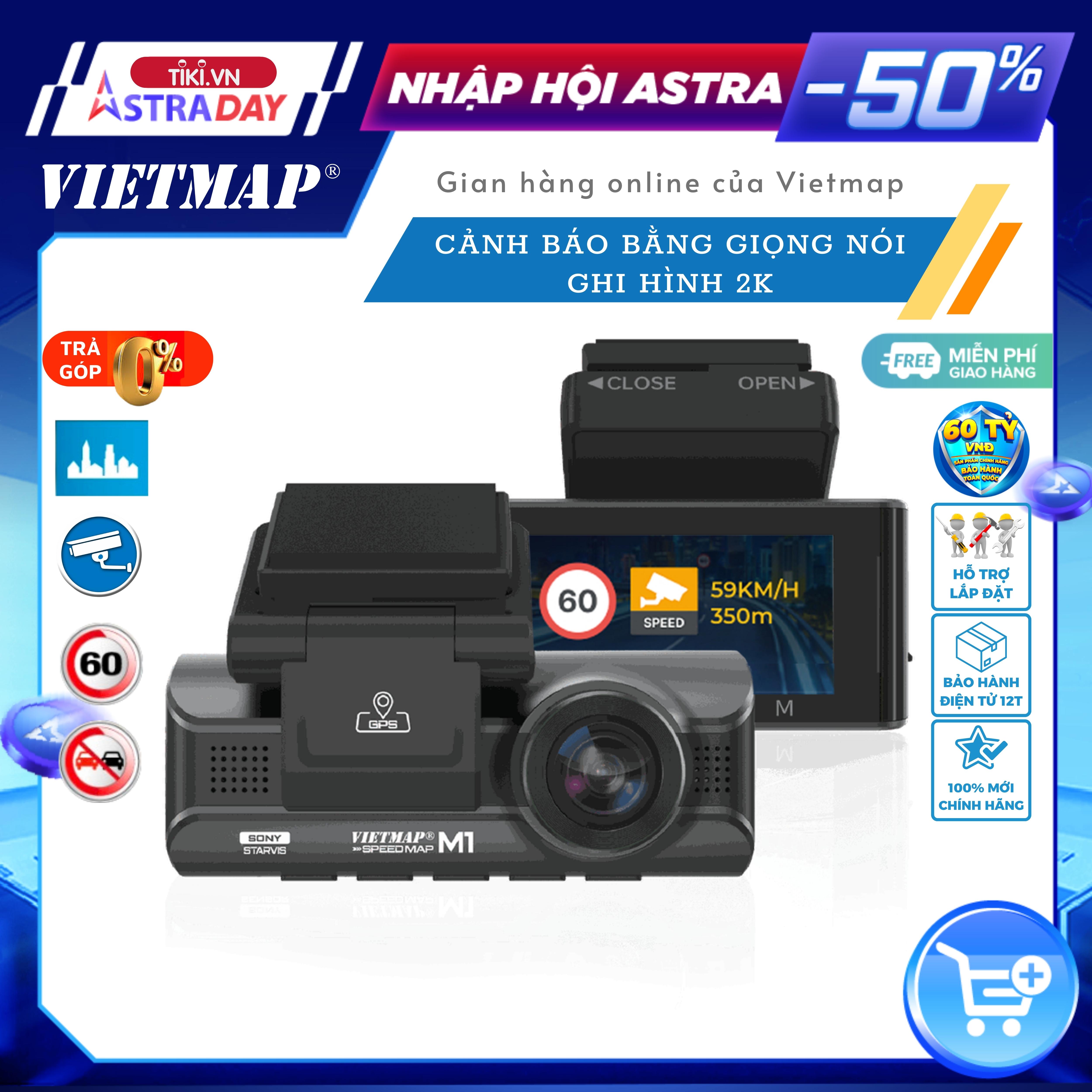 Vietmap SpeedMap M1 - Camera hành trình ô tô Cảnh báo giao thông bằng giọng nói - Cảnh báo Vượt tốc độ - Hàng chính hãng