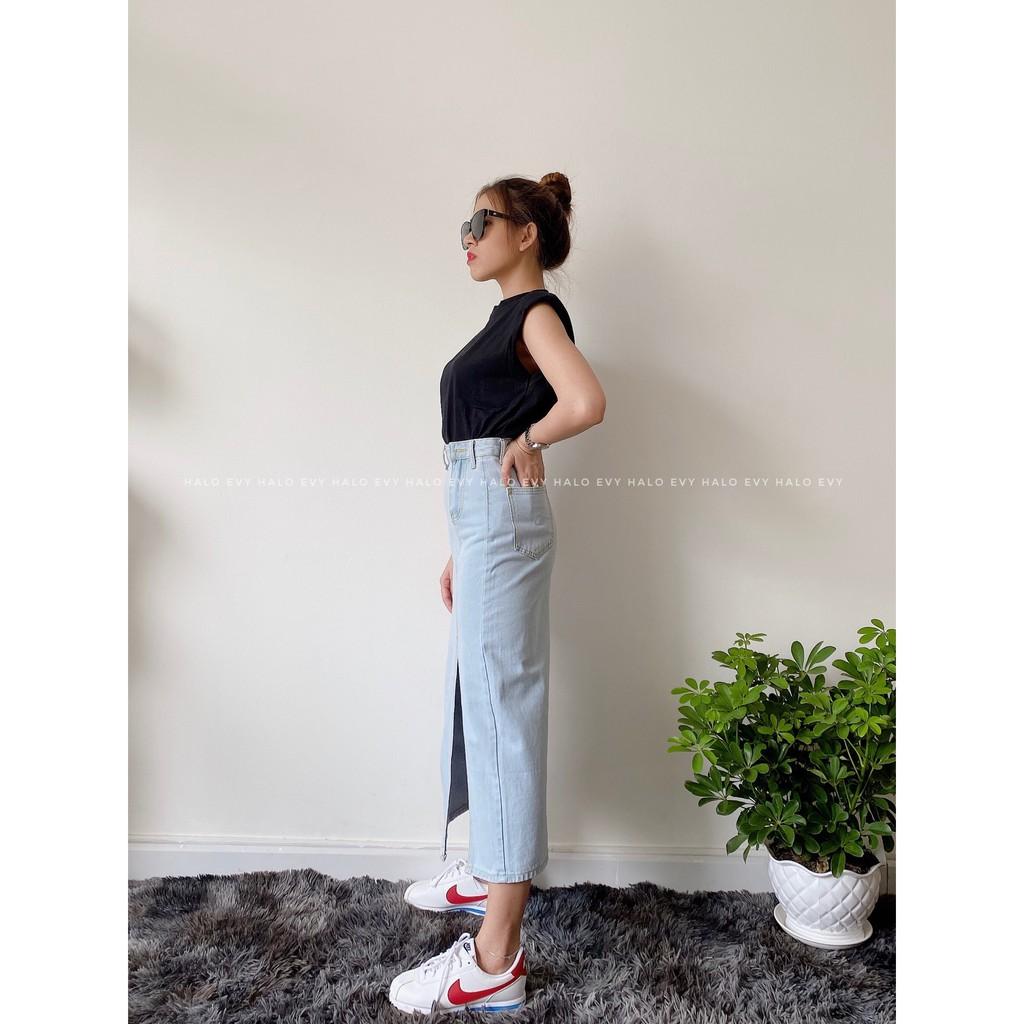 Chân Váy Phong Cách Hàn Quốc - Denim Chữ A Lưng Cao Ôm Dáng Xinh Xắn