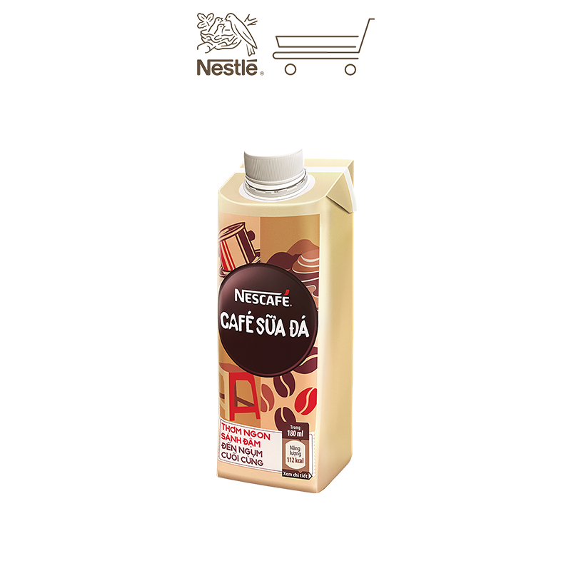 [Tặng 1 chảo Elmich] Thùng 24 hộp cà phê uống liền Nescafé cà phê sữa đá (hộp 180ml)