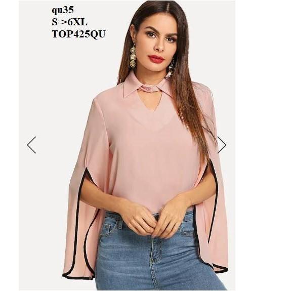 TOP341 ÁO SƠ MI NỮ XẺ TAY
