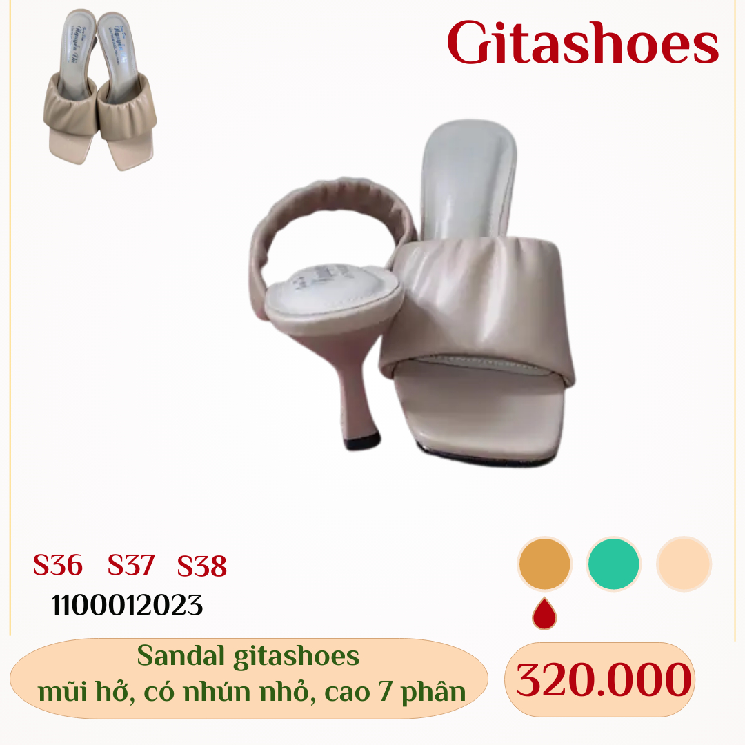 Giày Sandal gitashoes mũi hở, có nhún nhỏ, cao 7 phân - 1100012023
