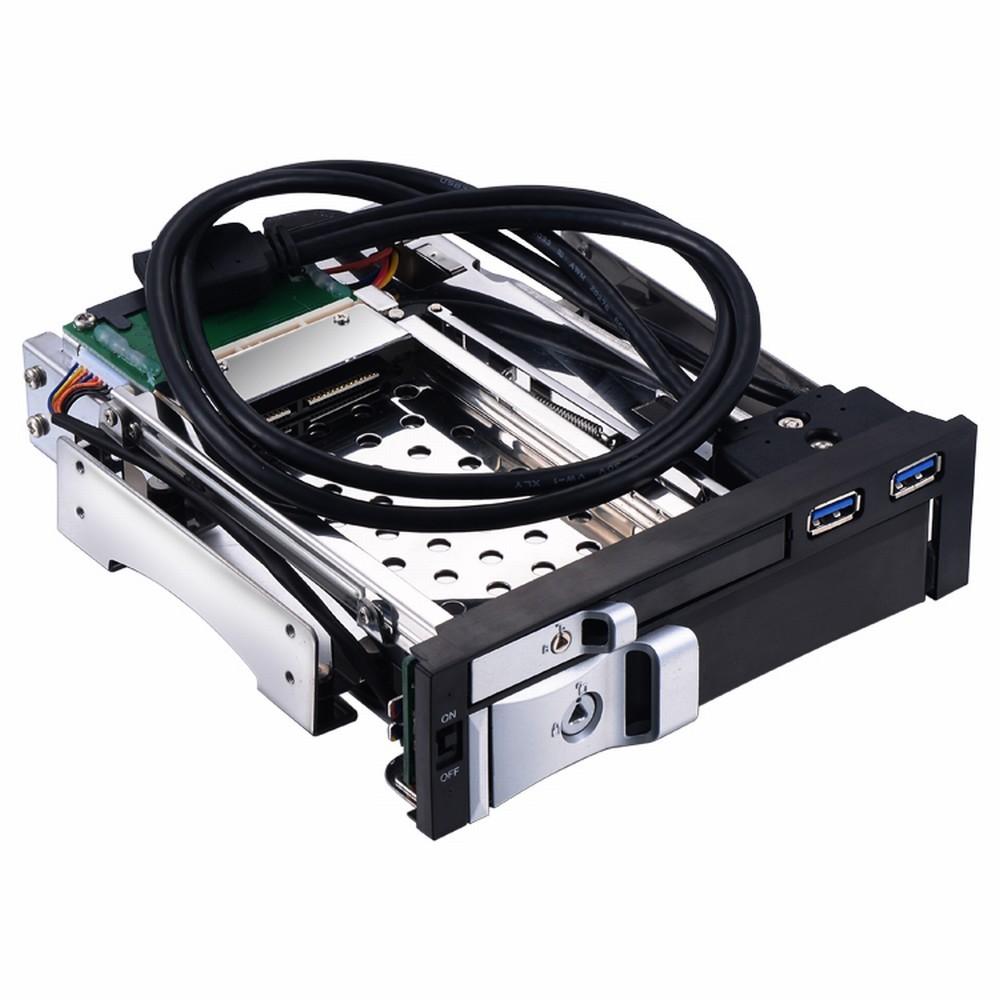Internal Dual Slot Hard Disk Case 2.5+3.5 inch SATA HDD/SSD Enclosure Tool-free Design with 2 USB3.0 Ports Safety Locks
