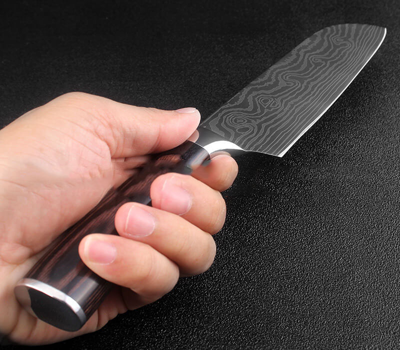 DAO BẾP NHẬT SANTOKU THÉP DAMASCUS MÃ IDT116