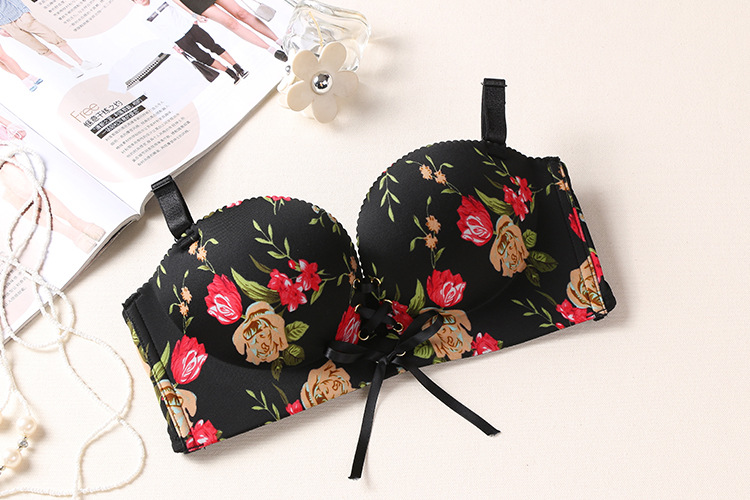 Áo lót trơn mềm cúp su đúc bàn tay đẩy ngực dây nơ rút giữa