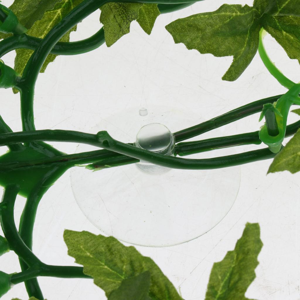 Set of 2, Reptile Terrarium Leaves Vines Vivarium Ornament Fake Plant Decor