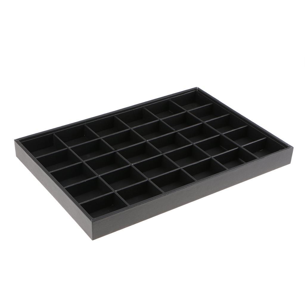2pcs PU Leather Stackable Jewelry Tray Showcase Display Organizer 30 Slots