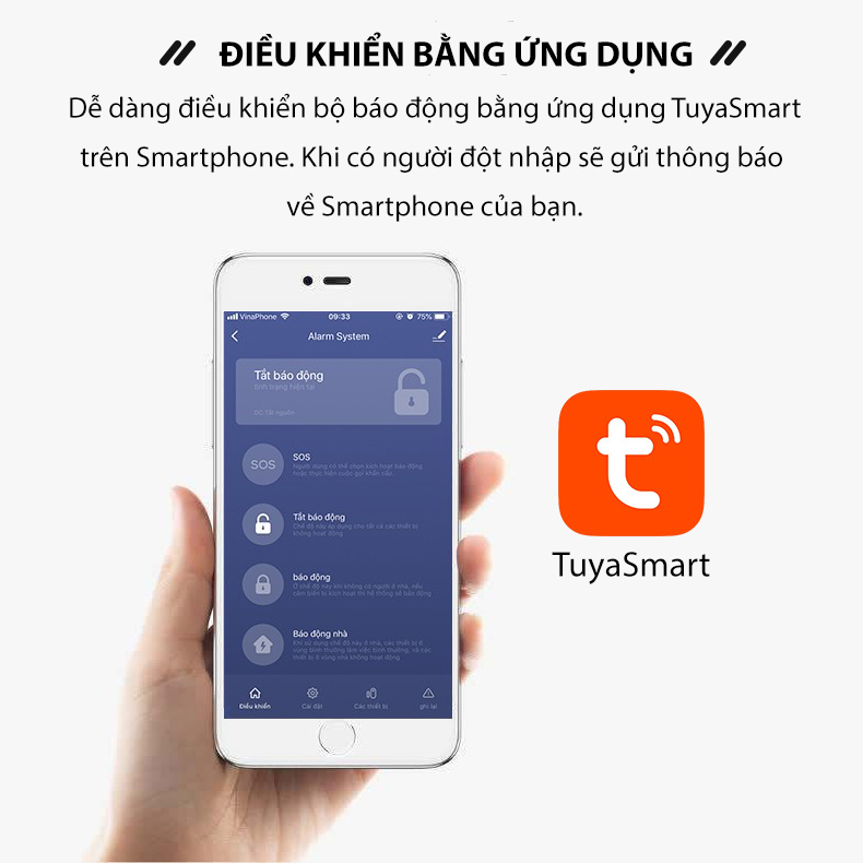 Bộ báo động chống trộm qua điện thoại Tuya Wifi + Sim GSM (Bản tiếng việt)