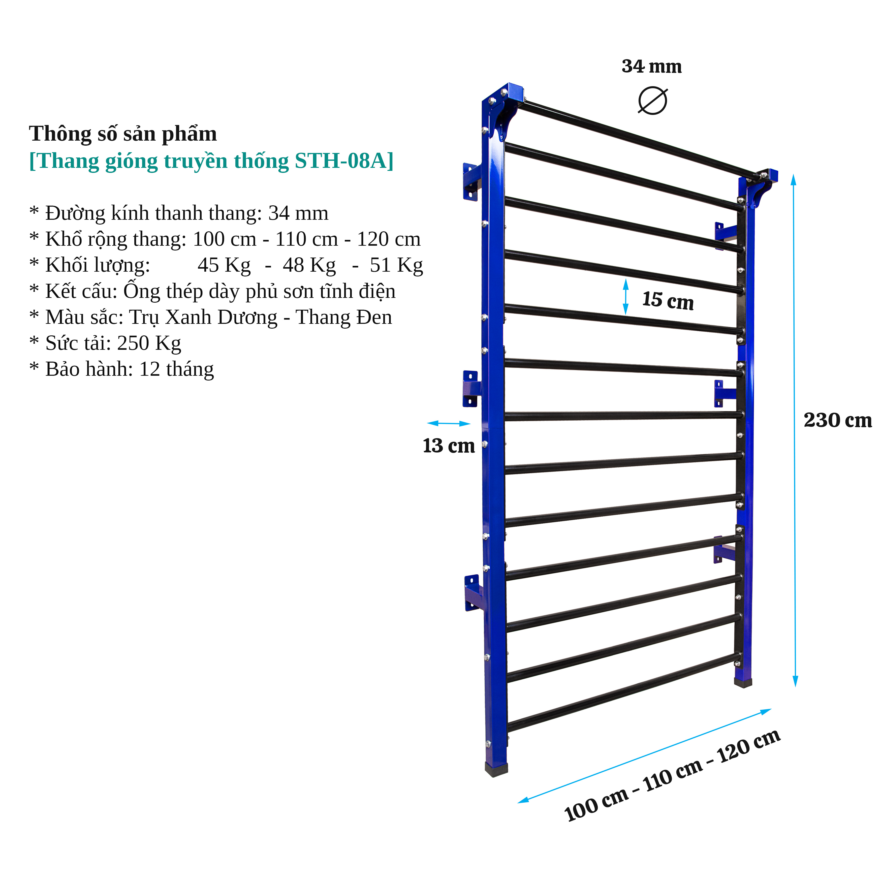 Thang gióng truyền thống - Stall bars Pocorrys STH-08A (Yoga, Gym, Gymnastics