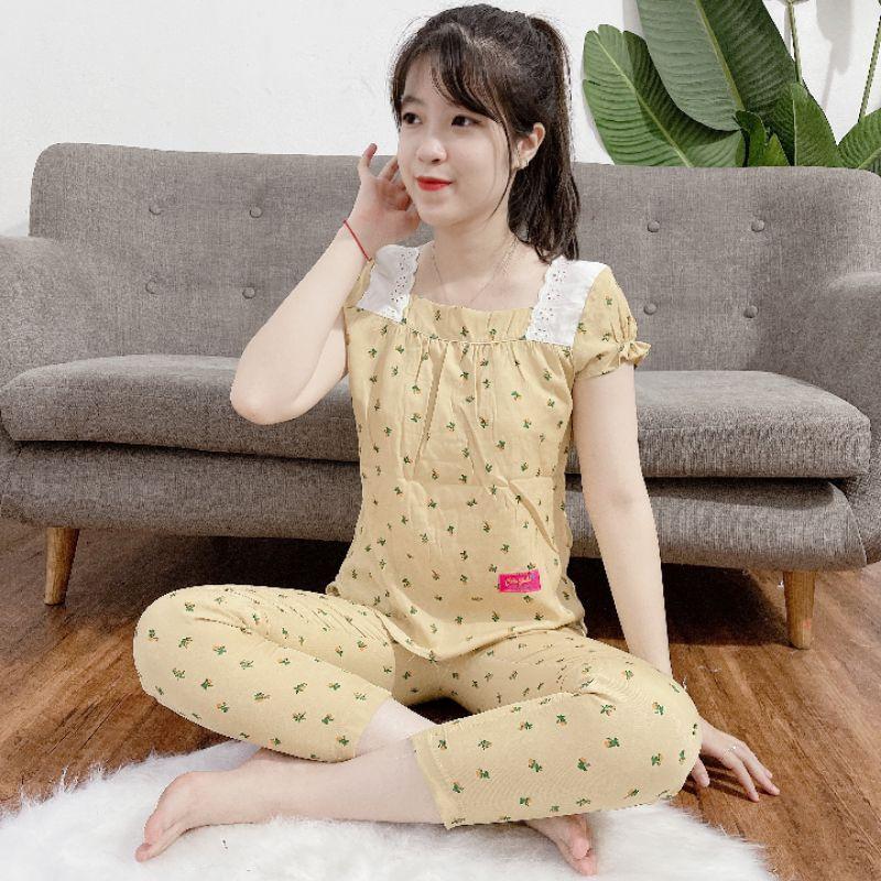 Đồ bộ cổ vuông phối ren xinh