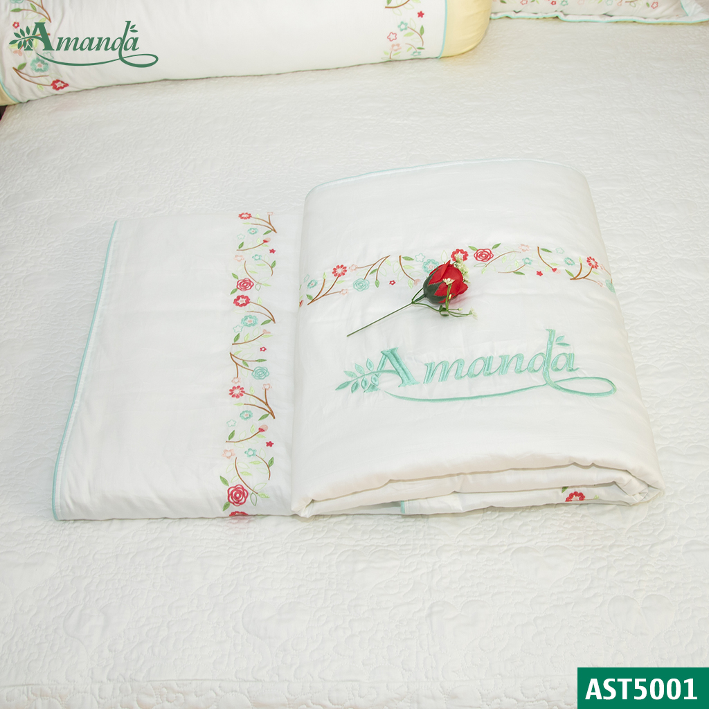 Mền hè cotton satin Hàn Quốc mát mịn không xù lông Amanda