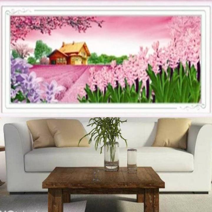 Tranh đá ngôi nhà hạnh phúc YN5182 - kích thước: 129 * 50cm.