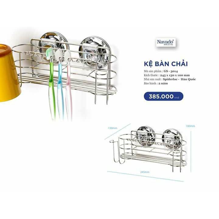 Kệ bàn chải dán tường siêu chắc Navado Gs3014
