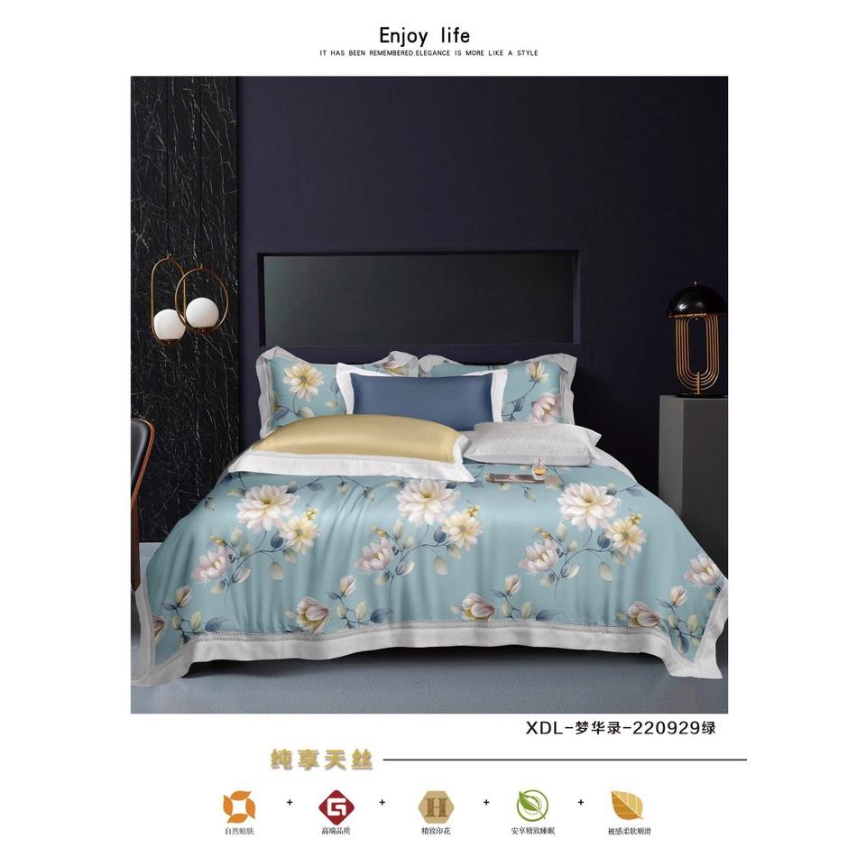 Bộ Drap giường 4 món Lụa Tencel 60s mẫu mới nệm dưới 25cm