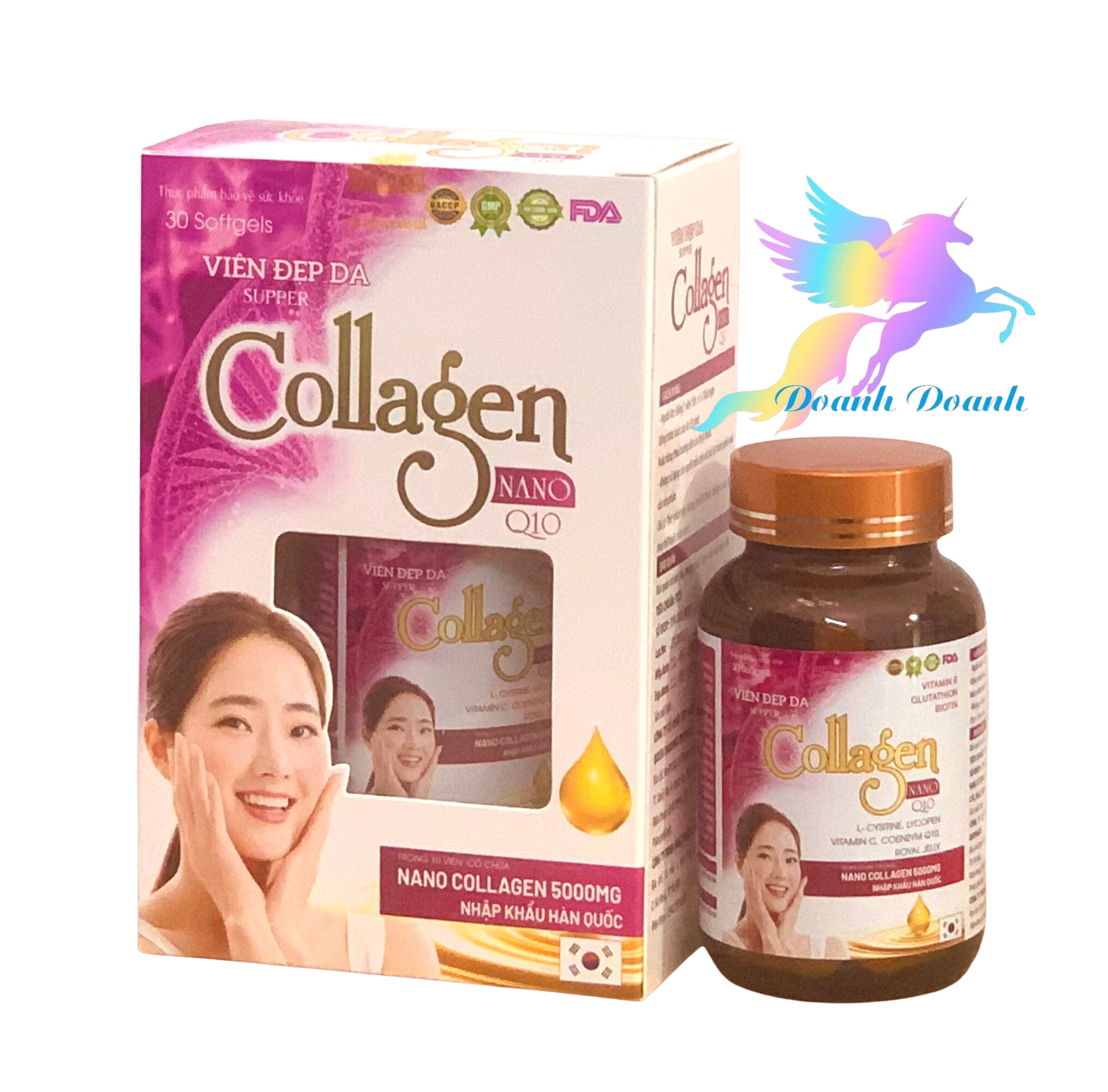Viên đẹp da Collagen Nano Q10 ,hộp 30 viên ,Giúp đẹp da, căng da, ngừa lão hóa, sạm, nám, cung cấp dưỡng chất cho da