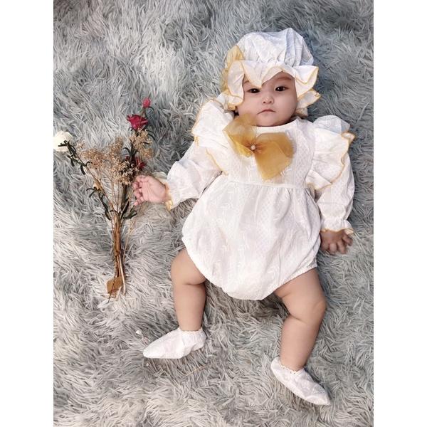 Bodysuit Nơ Handmade Bé Gái 3 Đến 12kg Chất Thô Nhật