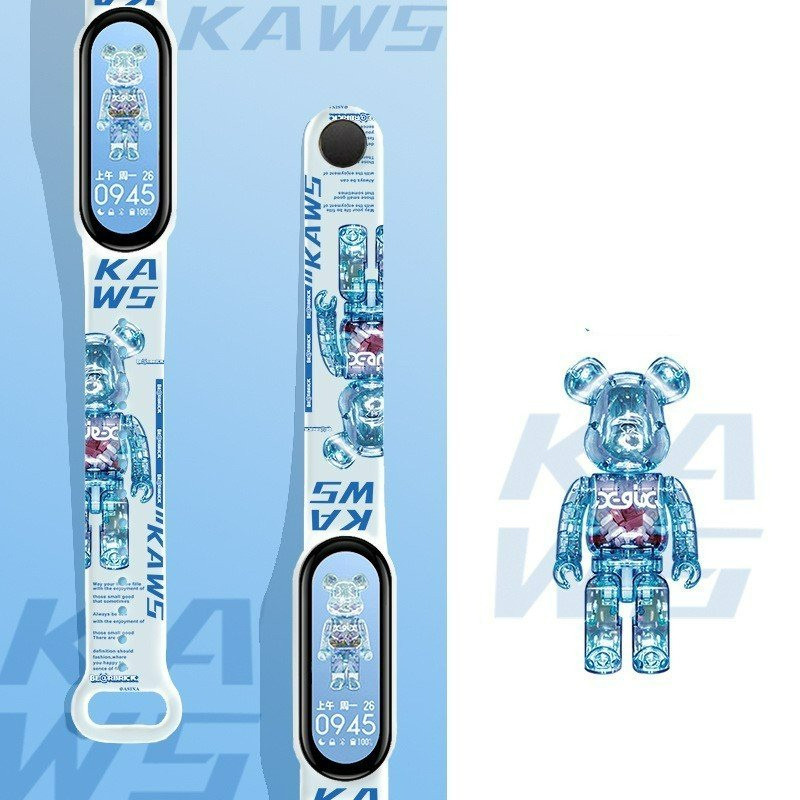 Dây Đeo Thay Thế Dành Cho Vòng Đeo Tay Thông Minh Xiaomi Mi Band 5 Miband 6 Miband 7 Nhiều Màu – Hàng chính hãng – Kaws Xanh trong suốt