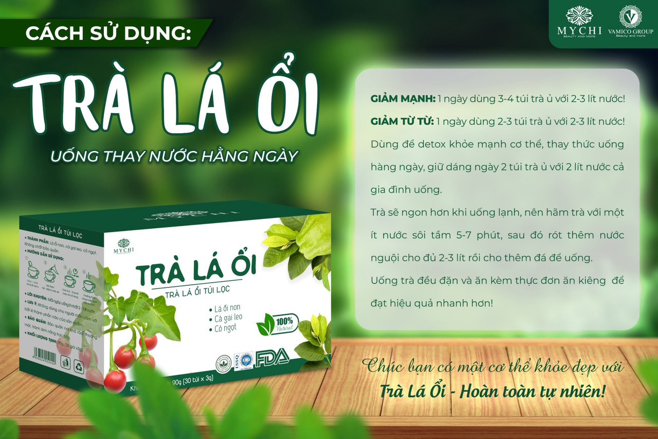 Giá Sỉ 5 hộp Trà Lá Ổi Mychi - giảm cân, Tiêu Mỡ, ngừa mỡ máu