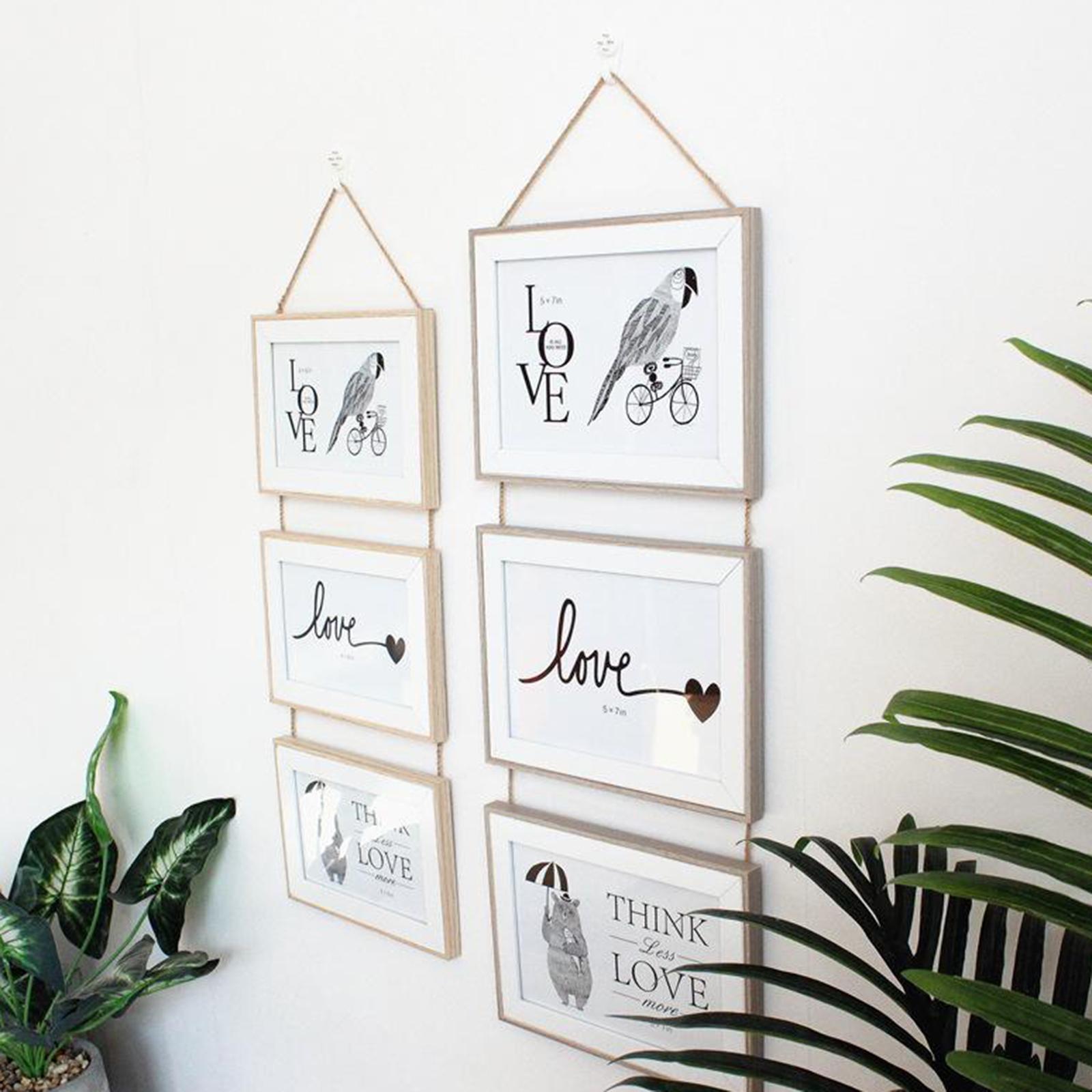 3x 4x6 inch / 5x7 inch Picture Frames for Wall Hanging 6 inch  wood color