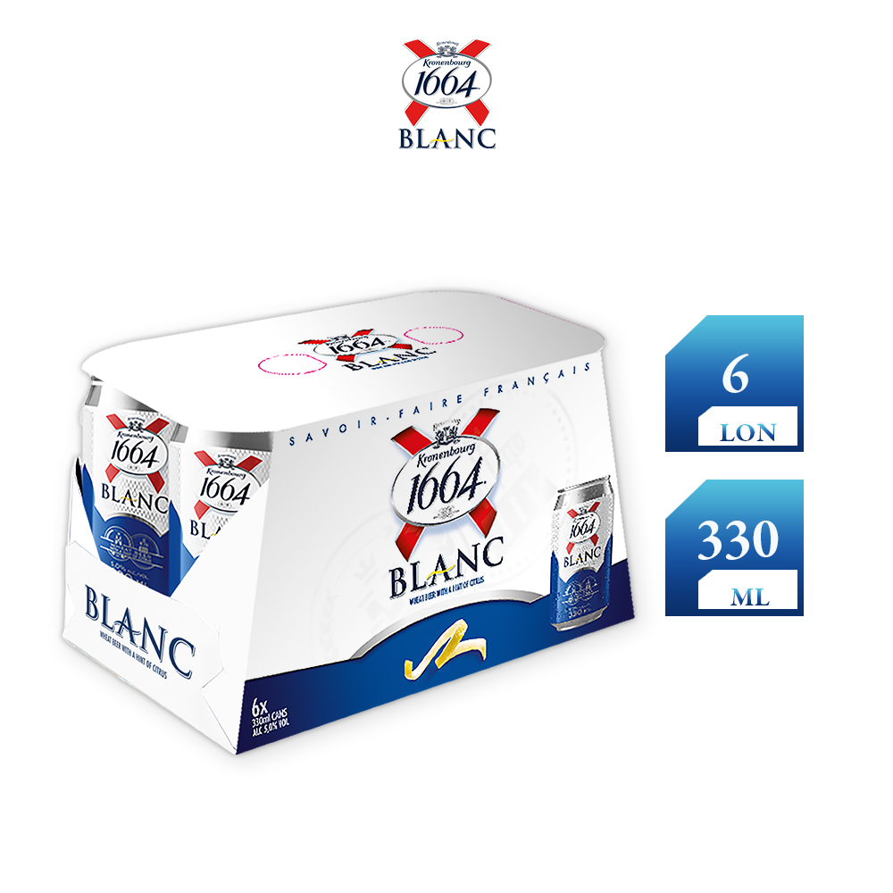 Lốc 6 lon bia Kronenbourg 1664 Blanc 330ml