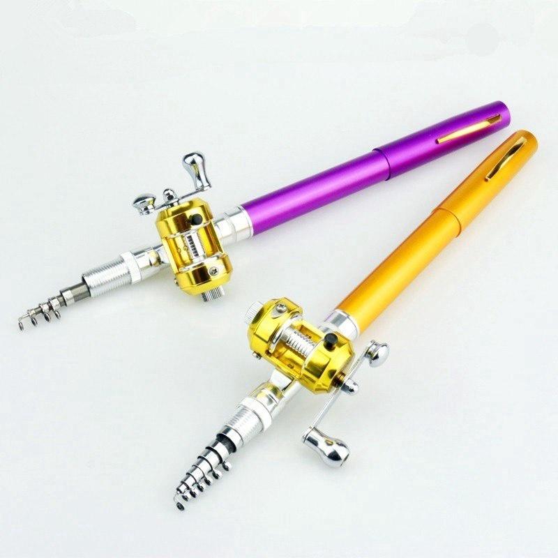 Cần Câu Cá Mini Hình Cây Bút Kèm Tay Quay.