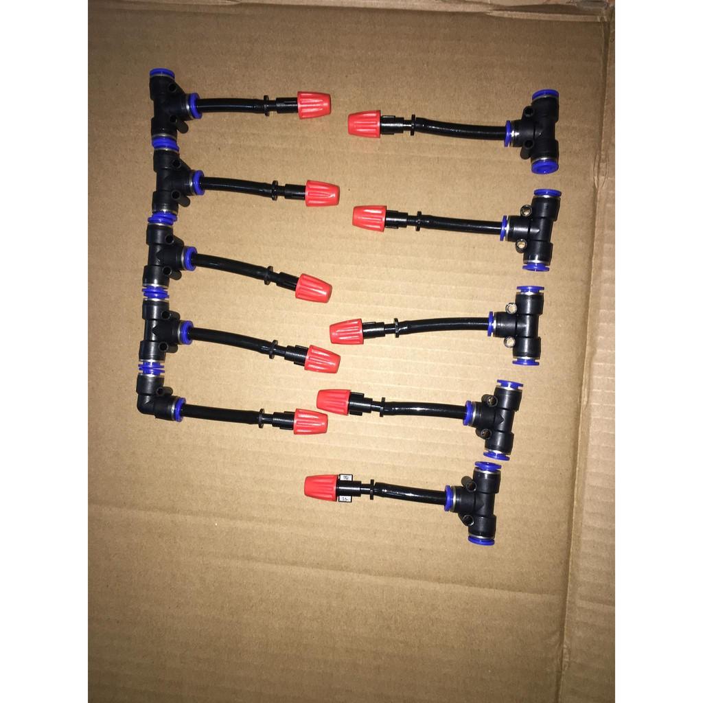 COMBO 10 BÉC PHUN SƯƠNG 1 HƯỚNG MÀU CAM KÈM NỐI NHANH T 8MM- BÉC TƯỚI LAN