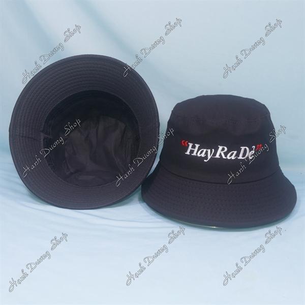 Nón tai bèo mũ bucket vành nhỏ thêu chữ Hay Ra Dẻ - Đen