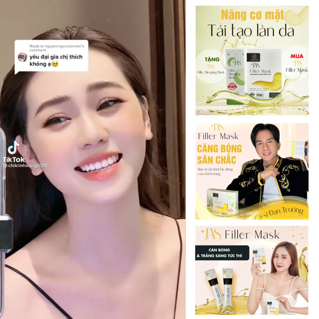 Mặt Nạ JAS FILLER MASK JASGOLD, Chống Lão Hóa Giảm Mụn Cấp Ẩm Dưỡng Da, 1 Hộp 10 Gói Tặng 1 Hộp 5 Mặt Nạ Ngủ