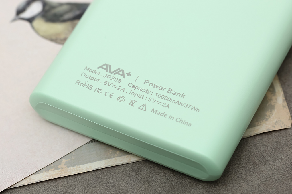 Pin sạc dự phòng Polymer 10.000mAh AVA+ JP208 - Hàng chính hãng - Xanh