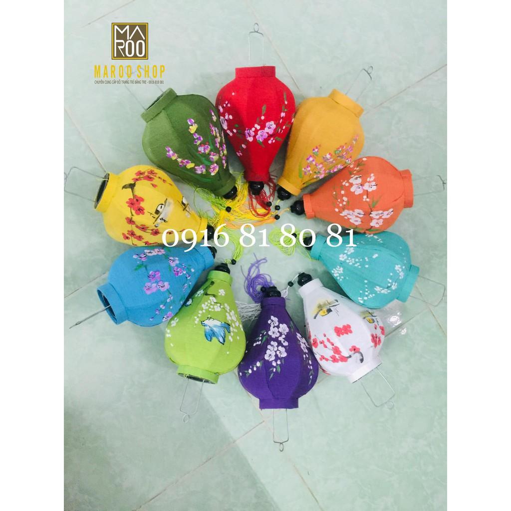 Combo 10 đèn lồng Hội An size 20 cm vẽ hoa lá xinh xắn