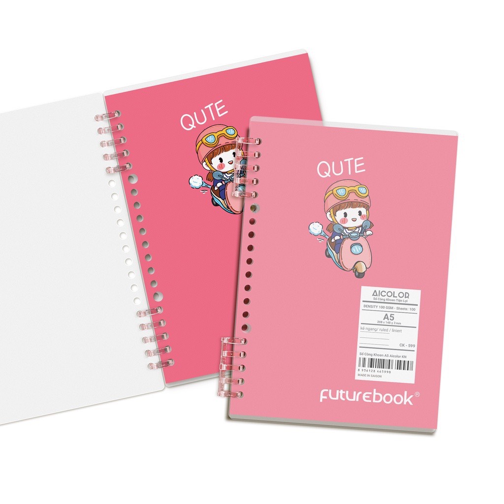 FUTUREBOOK-Sổ Còng Tiện lợi A5 –100Trang–Dòng Kẻ Ngang–Định Lượng 100Gsm. Mã Sản Phẩm CK599