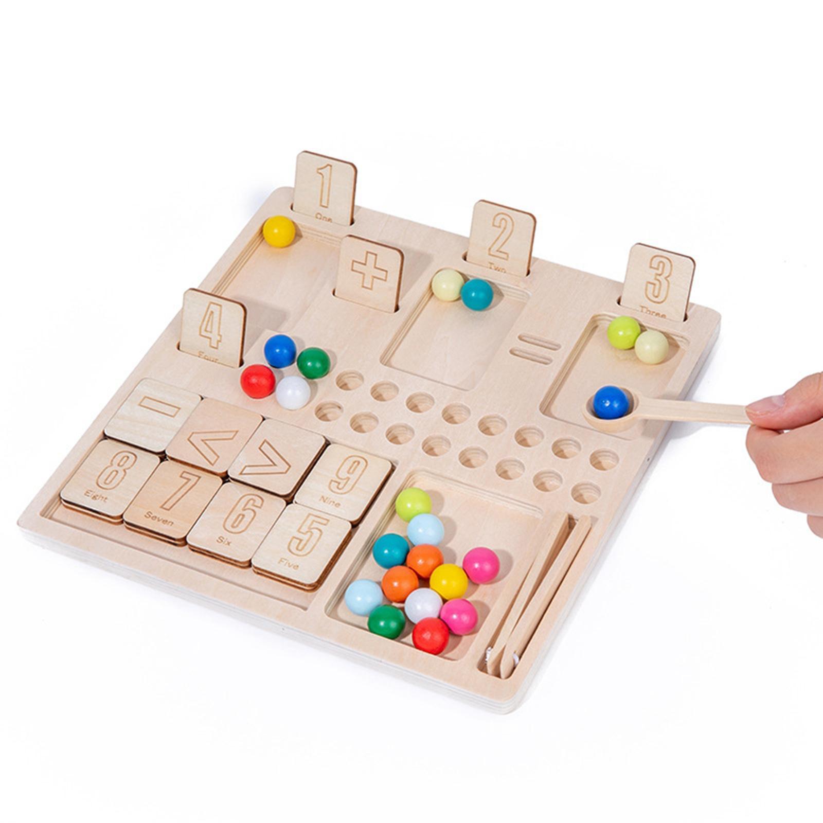 Wooden Counting Board Beads Tray Kids Learning Math Toy Educational Toys
