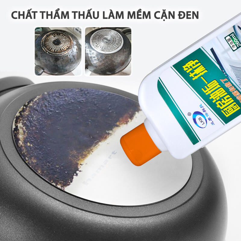 Dung Dịch Tẩy Cặn Đen Đáy Nồi Chảo LKB Chai 260ml Vệ Sinh Nhà Bếp Đa Năng Hiệu Quả Tiện Lợi