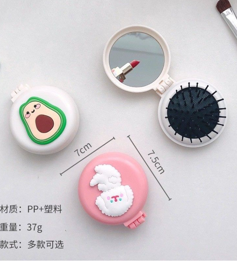 Gương Kèm Lược Massage Cầm Tay Nhỏ Gọn Xinh Xắn,Gương Lược Mini Gấp Gọn,Lược Tròn Chải Tóc Kiêm Gương Đa Năng Thiết Kế