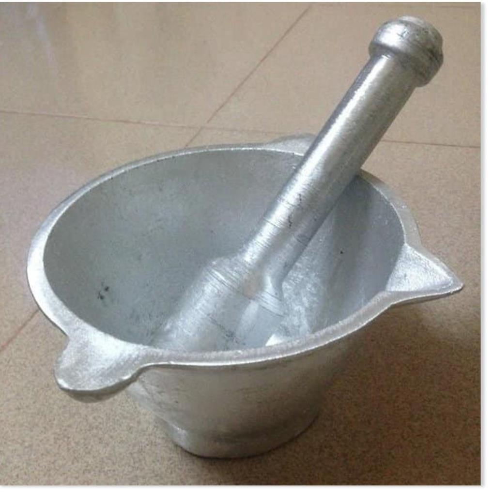 Bộ chày cối gang đúc nguyên khối- Hàng đẹp loại 1- size 18 cm, nặng 1 kg