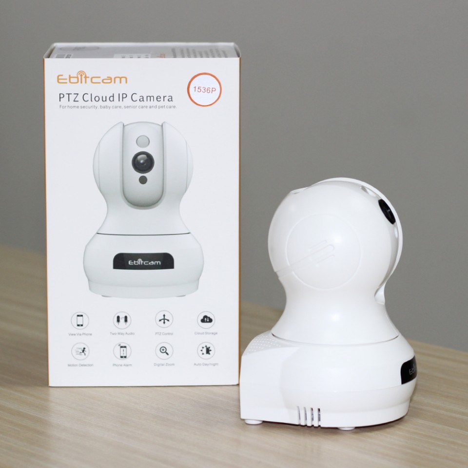 Camera IP Wifi Ebitcam E3 phân giải 3.0MP 1536P siêu nét hồng ngoại ban đêm - đàm thoại 2 chiều (Trắng) Hàng Chính Hãng